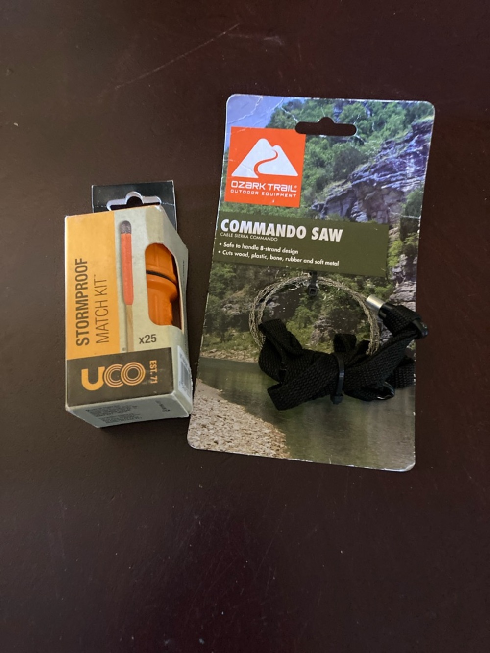 Ozark Trail Commando Saw with stormproof Orange Match Kit with container